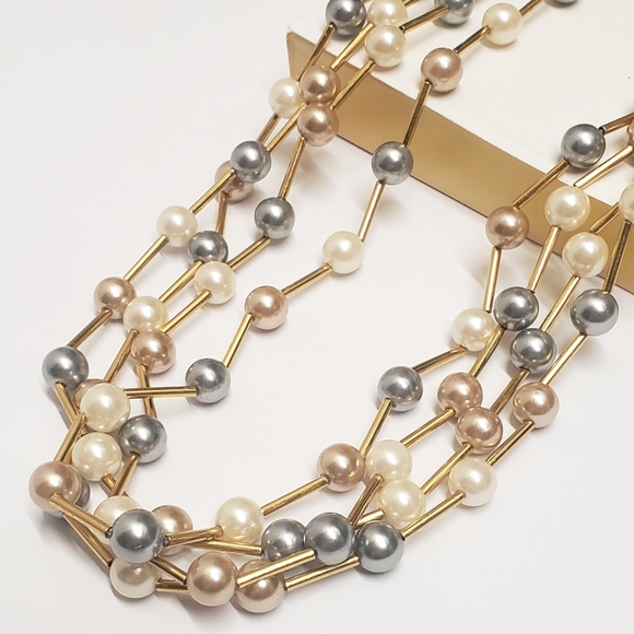 Vintage Avon Multi Color Pearl Beaded Multi Strand Necklace - Picture 5 of 9